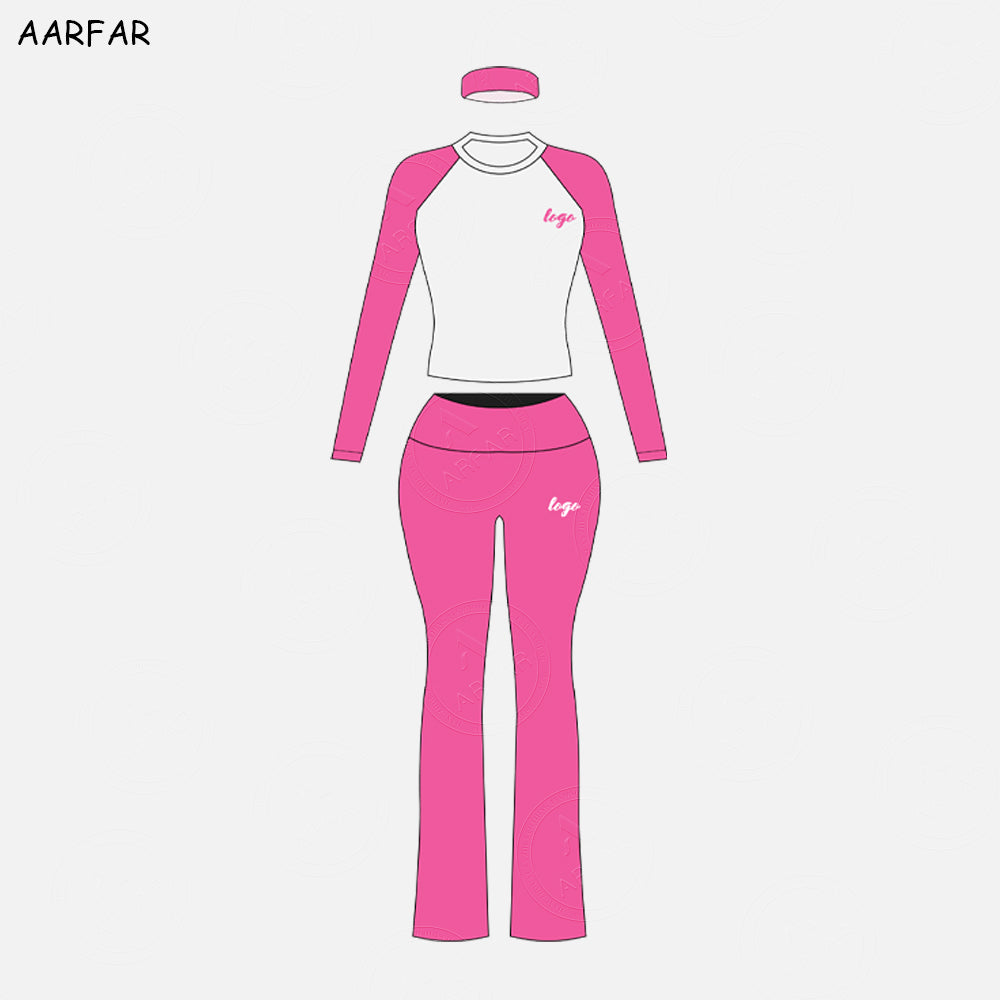 Fall Women Two Piece Set Custom Embroidered LOGO Women Jersey Cotton Raglan Sleeve TShirts and Flared Pants Tall girl friendly