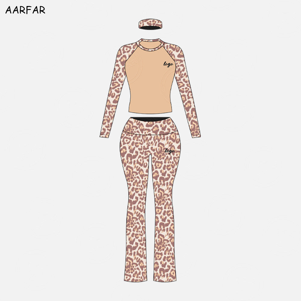 Fall Women Two Piece Set Custom Embroidered LOGO Women Jersey Cotton Raglan Sleeve TShirts and Flared Pants Tall girl friendly