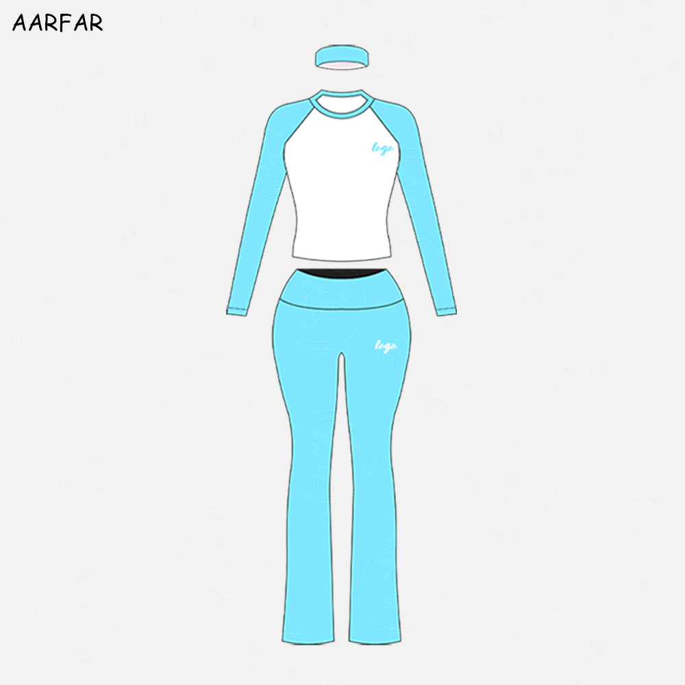 Fall Women Two Piece Set Custom Embroidered LOGO Women Jersey Cotton Raglan Sleeve TShirts and Flared Pants Tall girl friendly