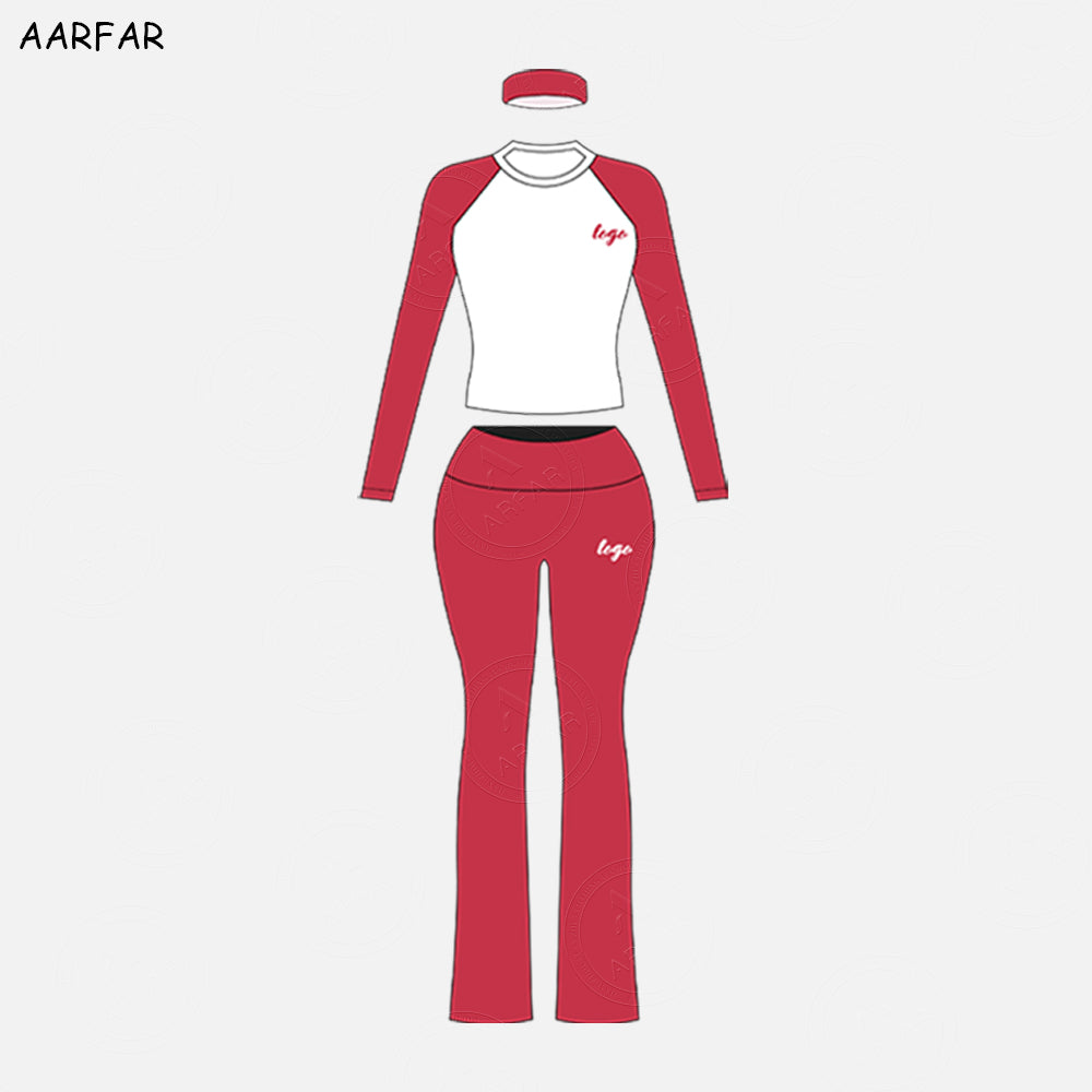 Fall Women Two Piece Set Custom Embroidered LOGO Women Jersey Cotton Raglan Sleeve TShirts and Flared Pants Tall girl friendly