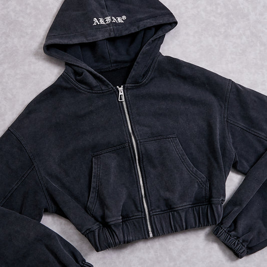 100% Cotton Black Straight Leg Sweatpants Hoodie Set Women