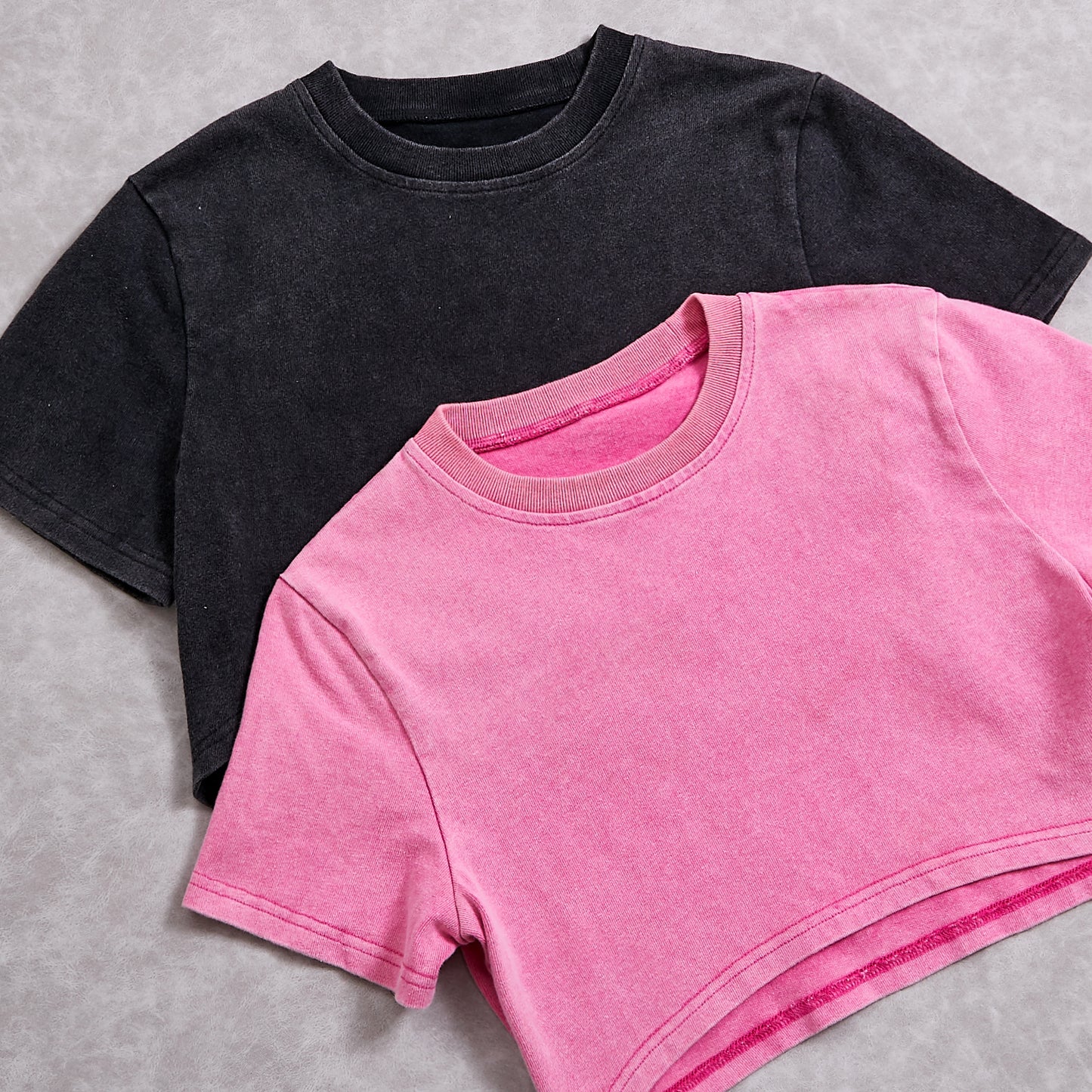 100% Cotton Acid Wash Navel Cropped Crop Tops For Women