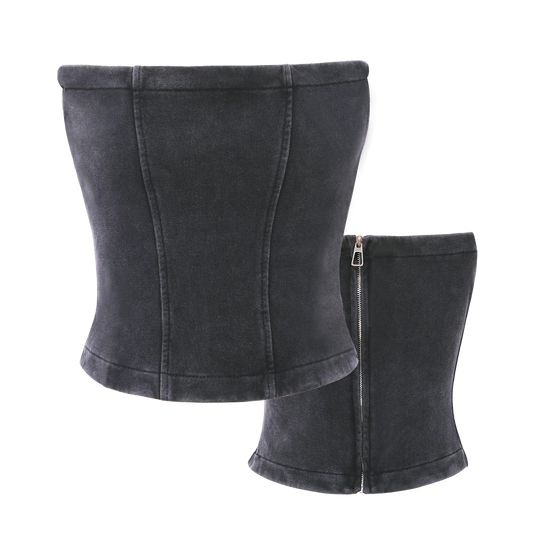 100% Cotton Acid Wash Tube Top Bodysuit