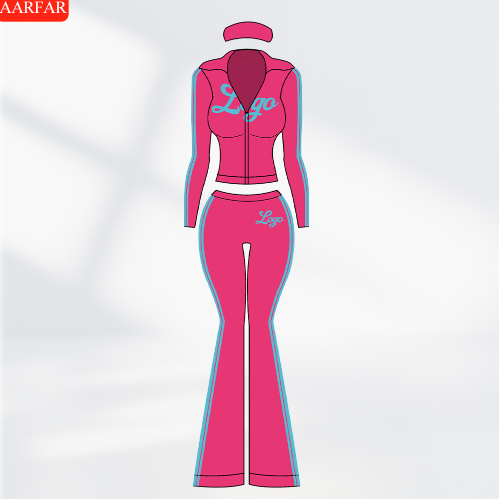 Activewear 2 Piece Yoga Set Women Custom logo Side Stripe Hoodies Jacket Nylon Elastane Flare Pants Gym Fitness Sets
