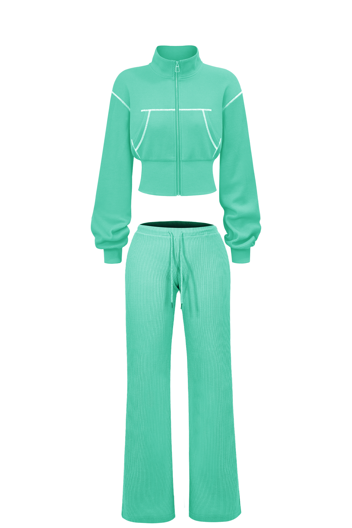 Custom Waffle Knit Girls Two Piece Set Summer 2025 Basic Zip up Jacket Embroidery Hoodie and Shorts Set Loungewear Women Sets
