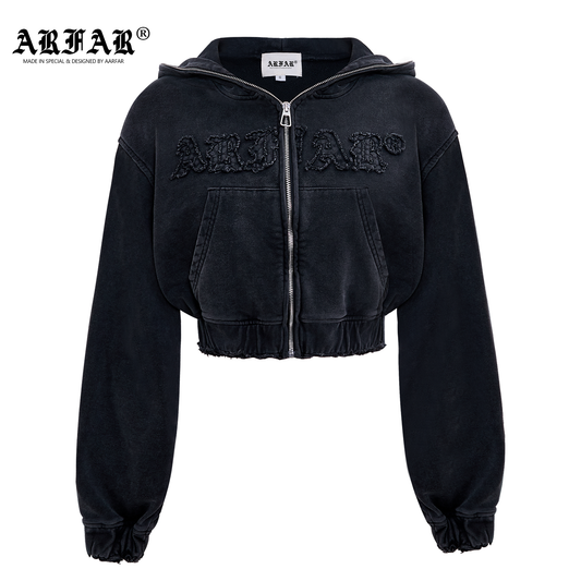 100% Cotton Acid Washed Blue Full Zip Up Hoodie