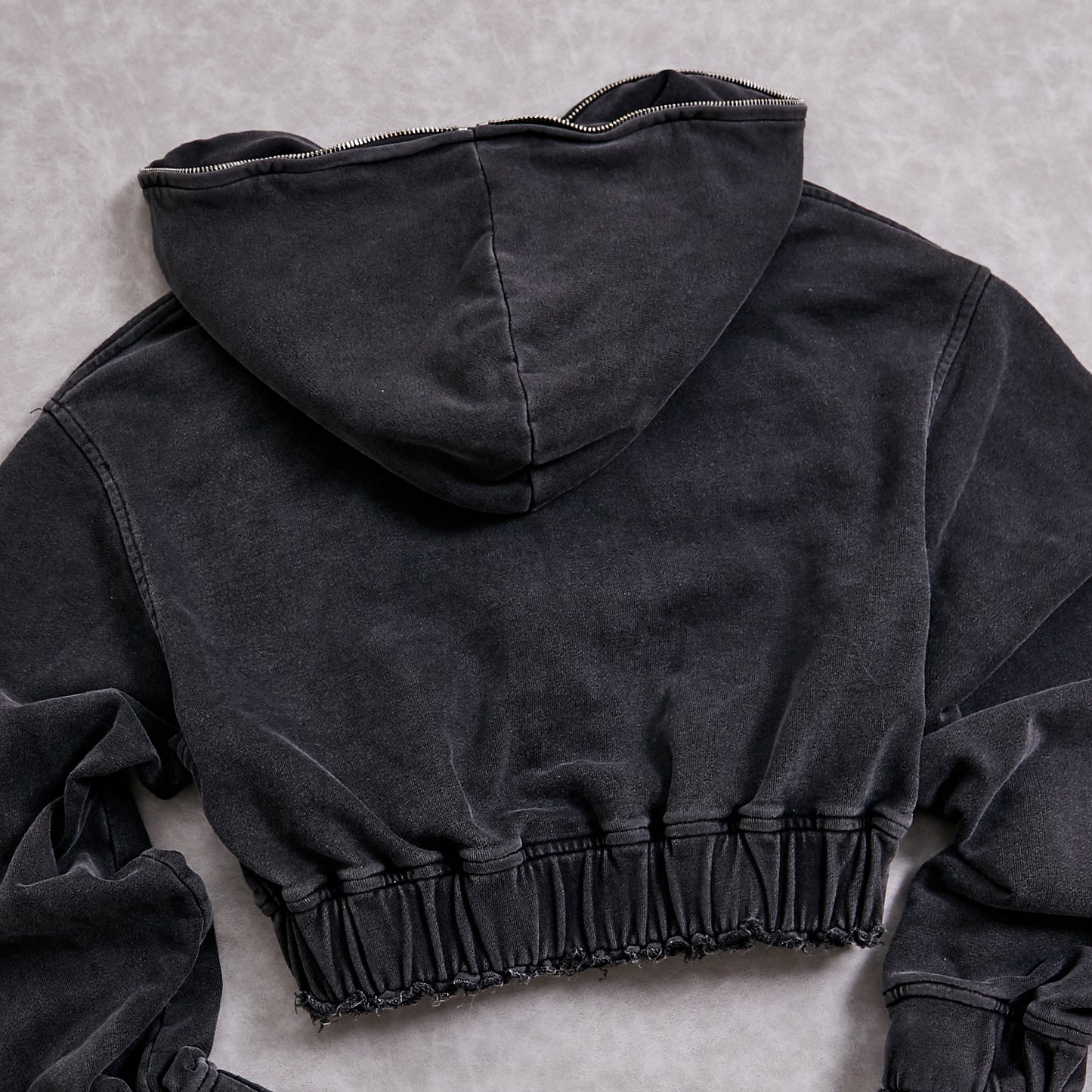 100% Cotton Acid Washed Blue Full Zip Up Hoodie