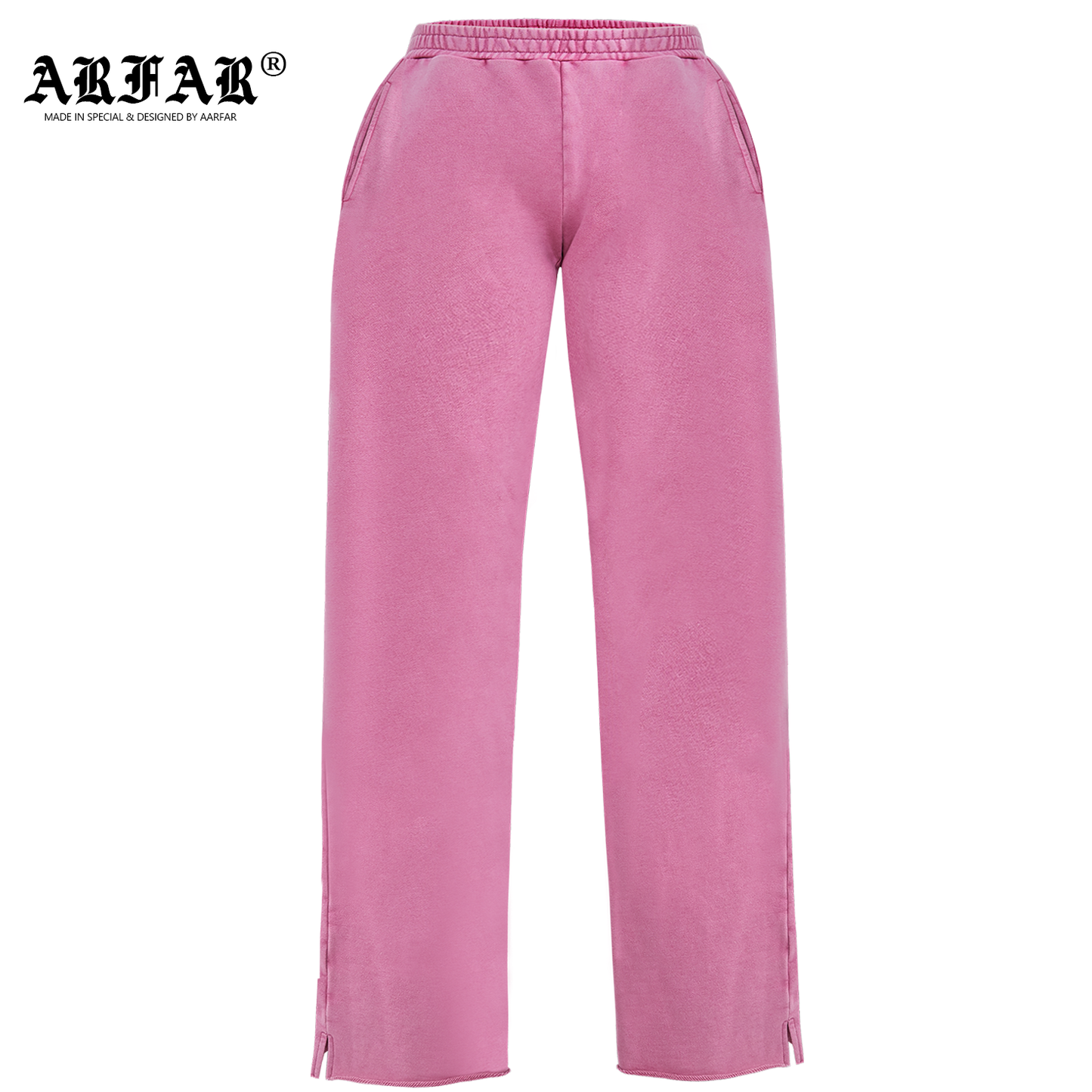 100% Cotton Split Hem Women Acid Washed Black Pants