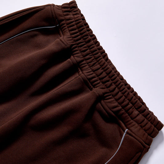 Customized Fashion contrast piping wide leg sweatpants drawstring waist straight casual track pant hidden side slip pockets Heavy Cotton Full Length Street Casual Sweat spring autumn loungewear