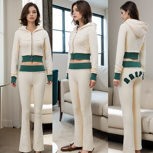 Manufacturer /Custom / OEM/ODM women cropped zip hoodie sets