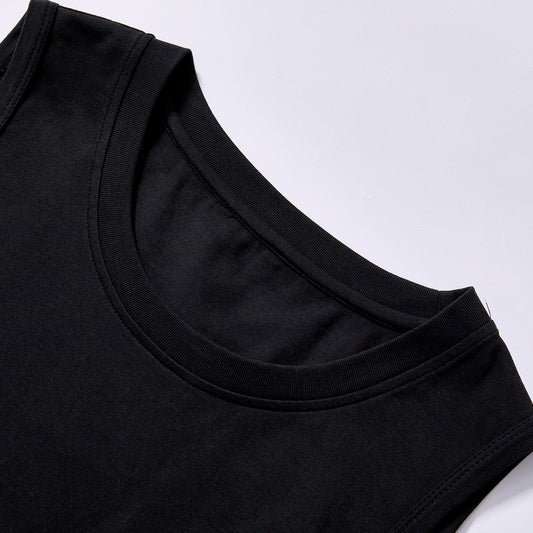 hot selling custom logo viral side vertical blue panel tank top full moisture wicking sweat release finish ouple neutral tone sports matching vest