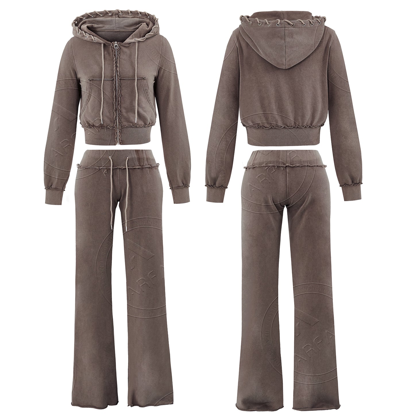 womens acid wished two piece hoodie sets pants sets