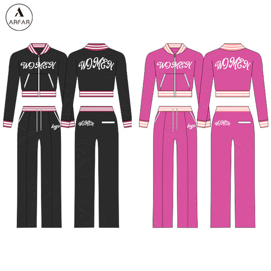 Women's Clothes Fall Oversized Sweatpants Custom logo Two Pieces Long Sleeve Set High Quality Tall Girl Friendly