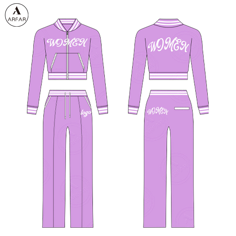 Women's Clothes Fall Oversized Sweatpants Custom logo Two Pieces Long Sleeve Set High Quality Tall Girl Friendly