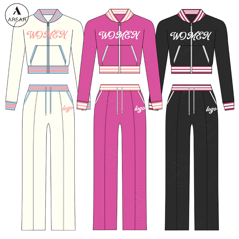 Women's Clothes Fall Oversized Sweatpants Custom logo Two Pieces Long Sleeve Set High Quality Tall Girl Friendly