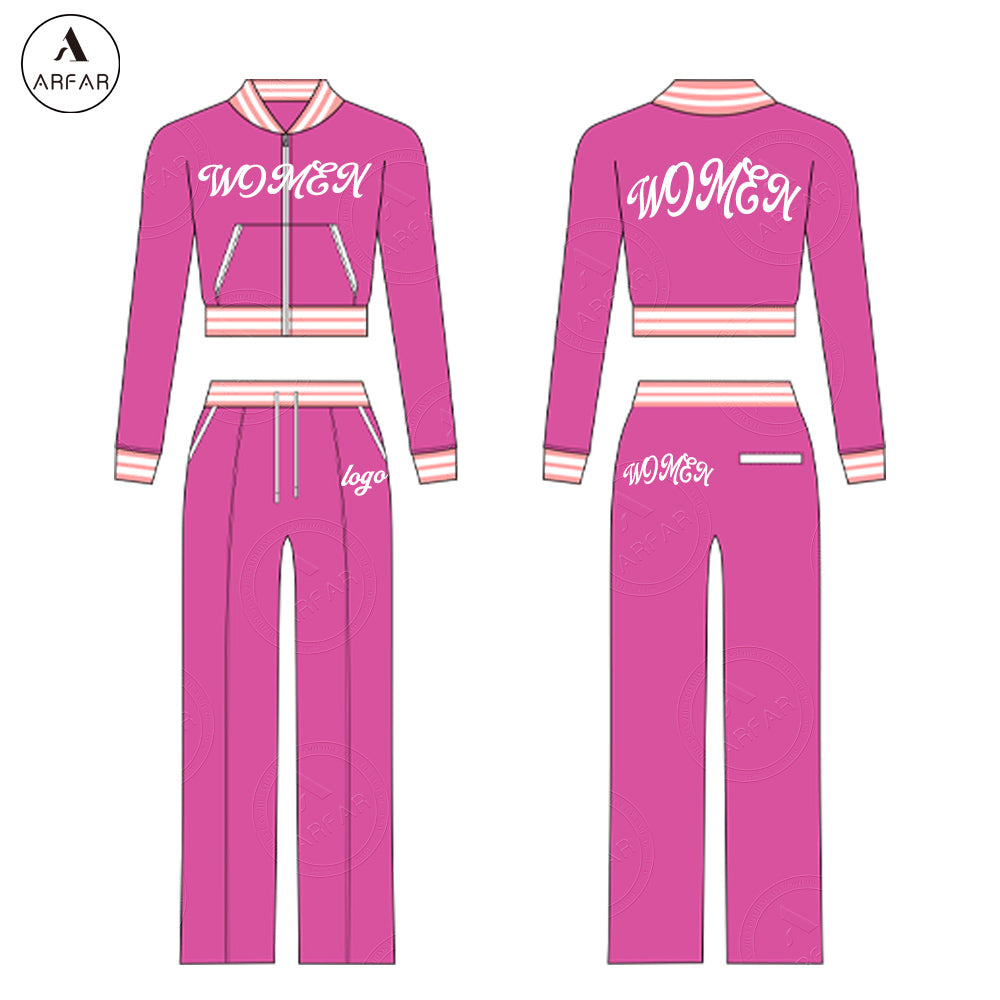 Women's Clothes Fall Oversized Sweatpants Custom logo Two Pieces Long Sleeve Set High Quality Tall Girl Friendly