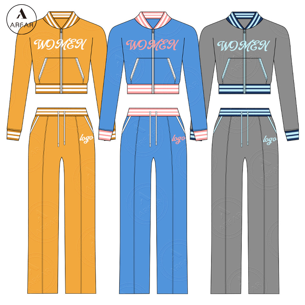 Women's Clothes Fall Oversized Sweatpants Custom logo Two Pieces Long Sleeve Set High Quality Tall Girl Friendly