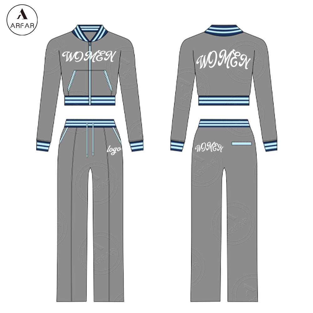 Women's Clothes Fall Oversized Sweatpants Custom logo Two Pieces Long Sleeve Set High Quality Tall Girl Friendly