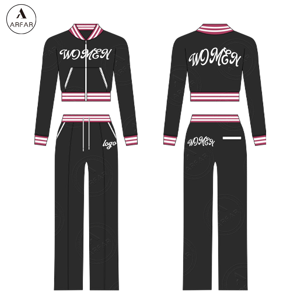 Women's Clothes Fall Oversized Sweatpants Custom logo Two Pieces Long Sleeve Set High Quality Tall Girl Friendly