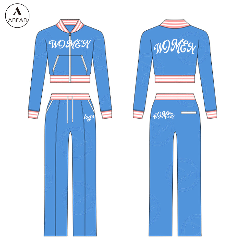 Women's Clothes Fall Oversized Sweatpants Custom logo Two Pieces Long Sleeve Set High Quality Tall Girl Friendly