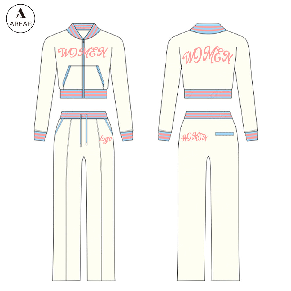 Women's Clothes Fall Oversized Sweatpants Custom logo Two Pieces Long Sleeve Set High Quality Tall Girl Friendly