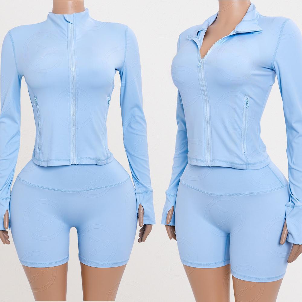Yoga Zipper Jacket Custom Rhinestone logo Women Set Wholesale Nylon Candy Color Tracksuit Two Piece Lounge Set Women Clothing