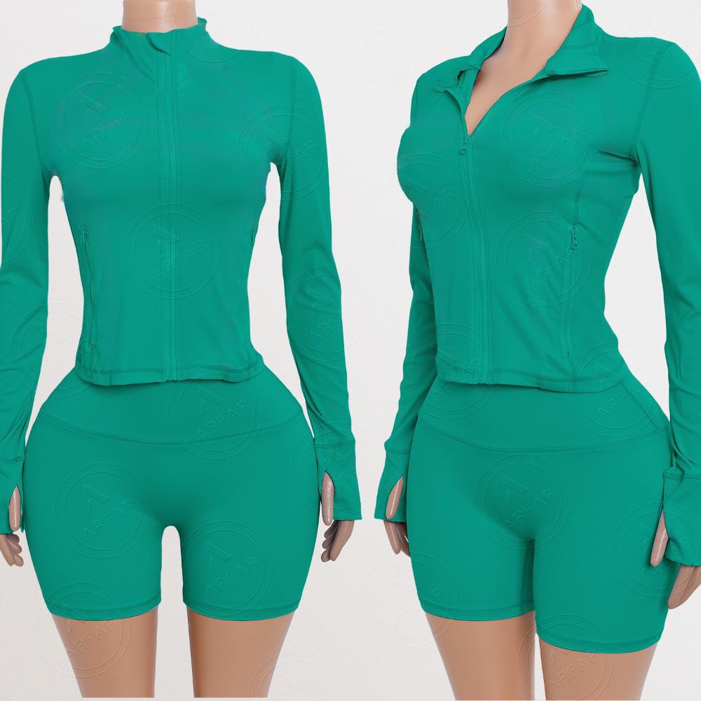 Yoga Zipper Jacket Custom Rhinestone logo Women Set Wholesale Nylon Candy Color Tracksuit Two Piece Lounge Set Women Clothing