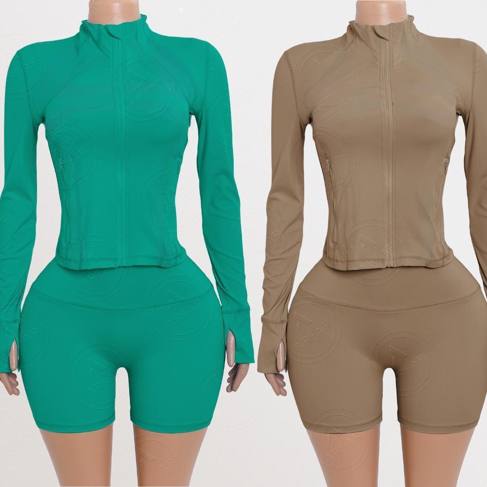 Yoga Zipper Jacket Custom Rhinestone logo Women Set Wholesale Nylon Candy Color Tracksuit Two Piece Lounge Set Women Clothing