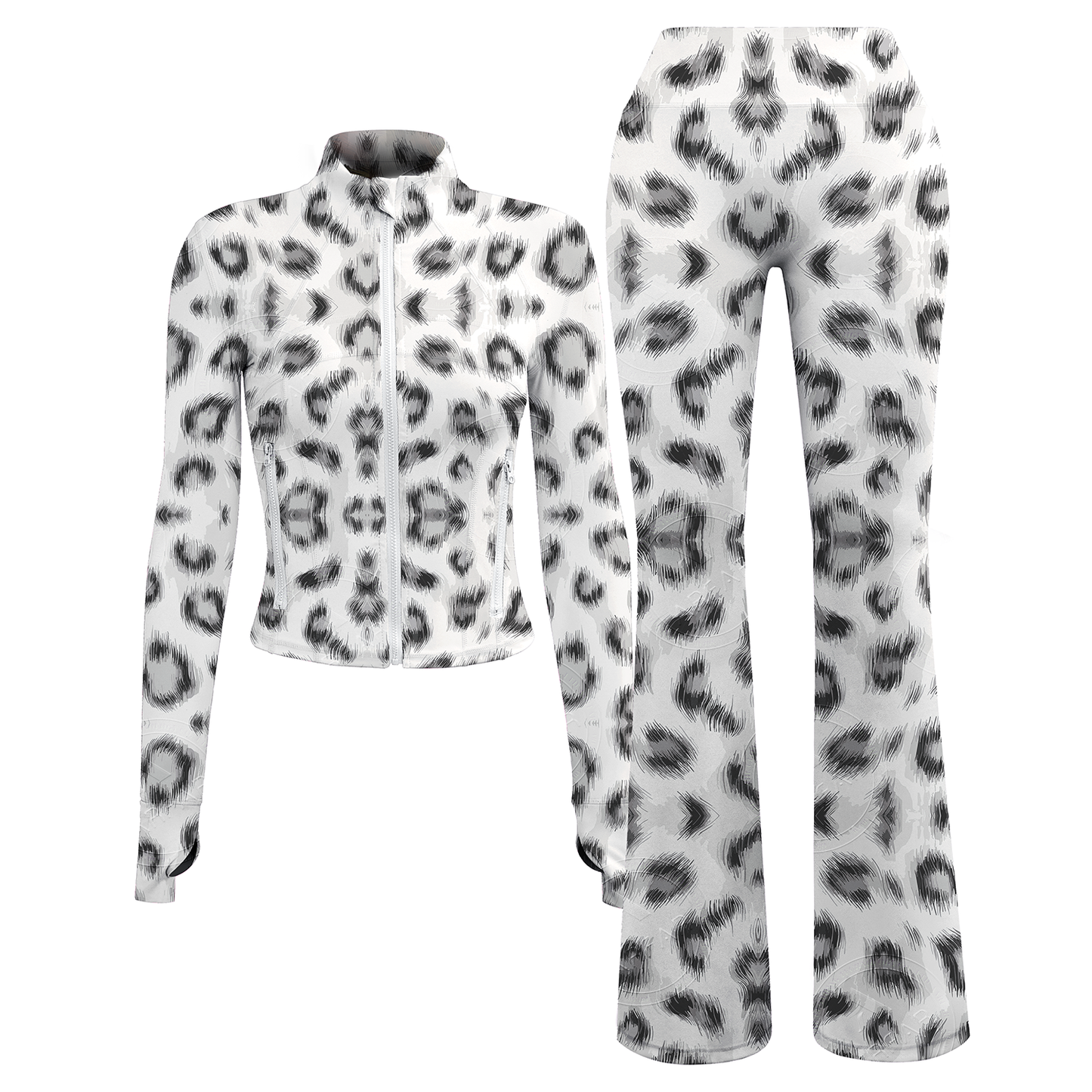 OEM / ODM womens printed yoga jackets set flared legging pants set