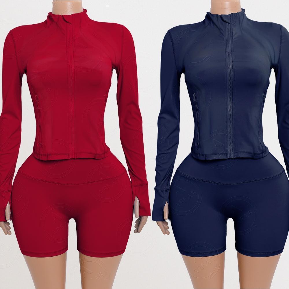 Yoga Zipper Jacket Custom Rhinestone logo Women Set Wholesale Nylon Candy Color Tracksuit Two Piece Lounge Set Women Clothing