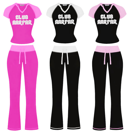 Manufacturer /Custom / OEM/ODM Women Short Sleeve Two Piece Legging Set