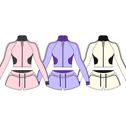Clothing Manufacturers for Streetwear Women Track Jacket With Track Sort Two Piece Set Color Matching Tracksuit Set
