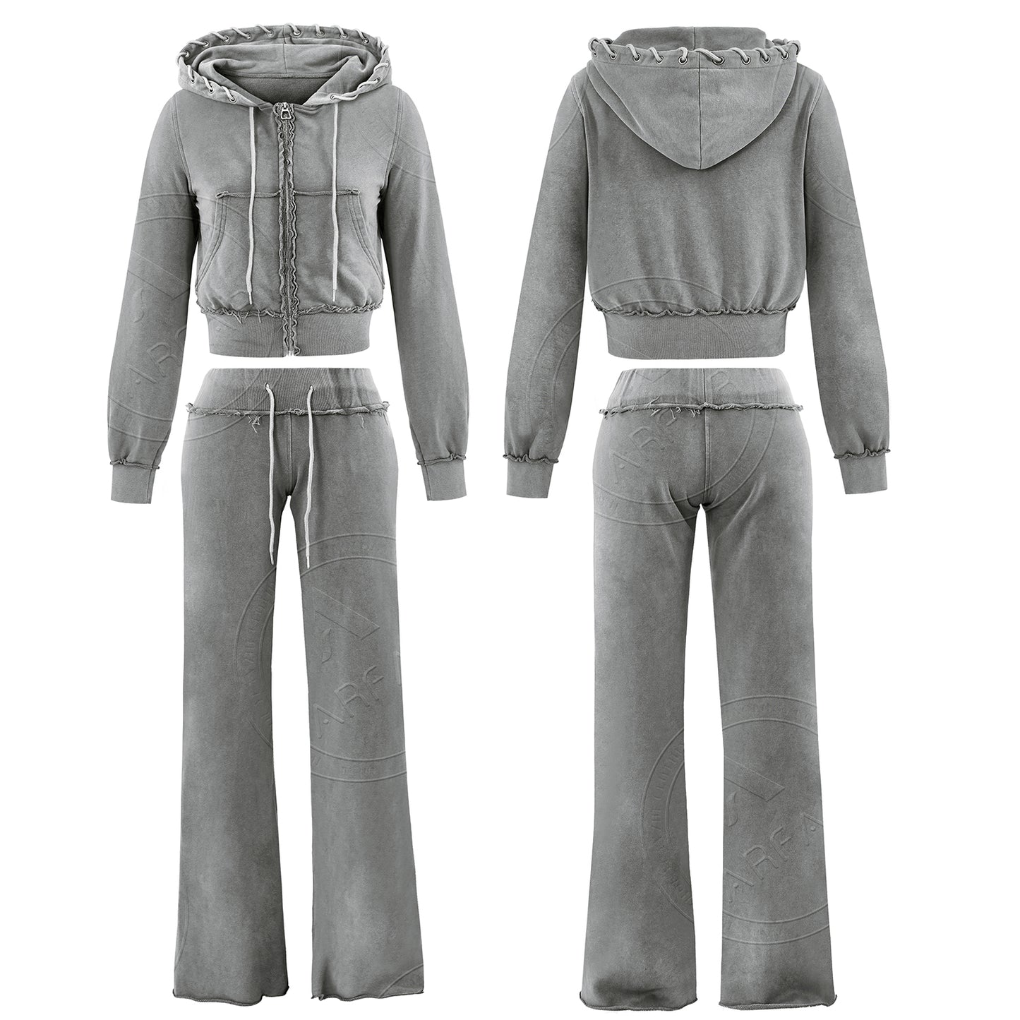 womens acid wished two piece hoodie sets pants sets
