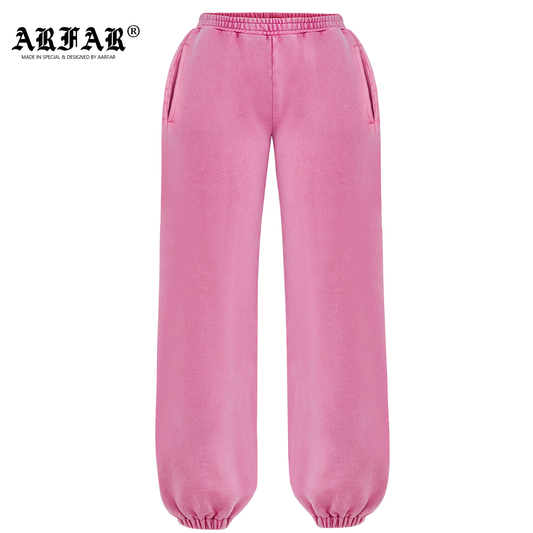 100% Cotton Acid Washed Black Jogger Pants