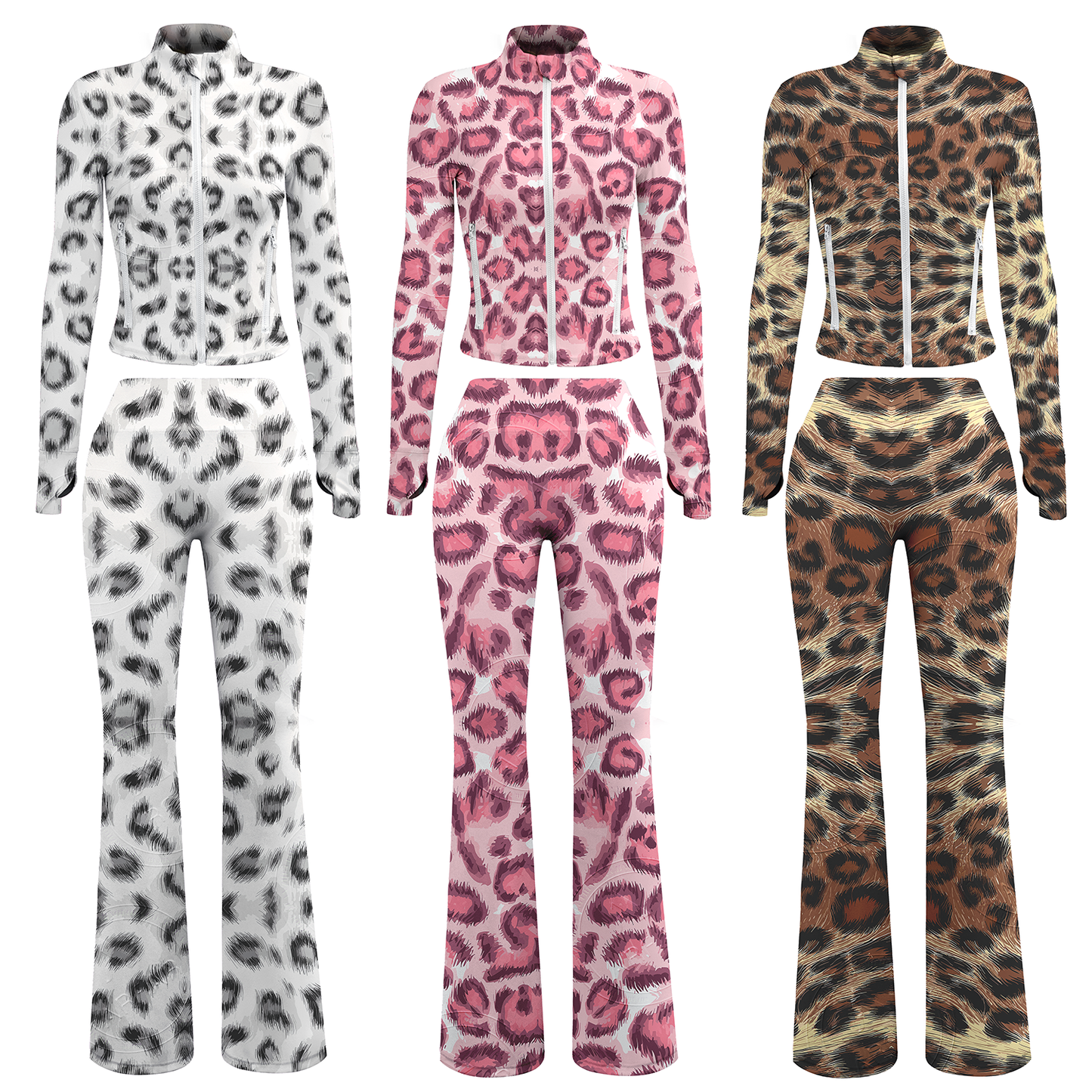 OEM / ODM womens printed yoga jackets set flared legging pants set