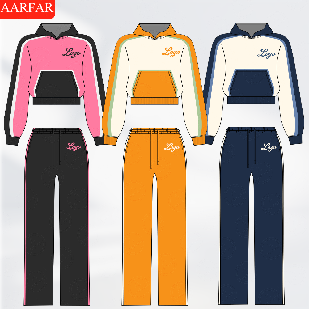 Streetwear High Quality Women Tracksuit Set Custom Mid Waist Plain Color Match Raglan Sleeves Woman Hoodie Sportswear SetsStreetwear High Quality Women Tracksuit Set Custom Mid Waist Plain Color Match Raglan Sleeves Woman Hoodie Sportswear Sets