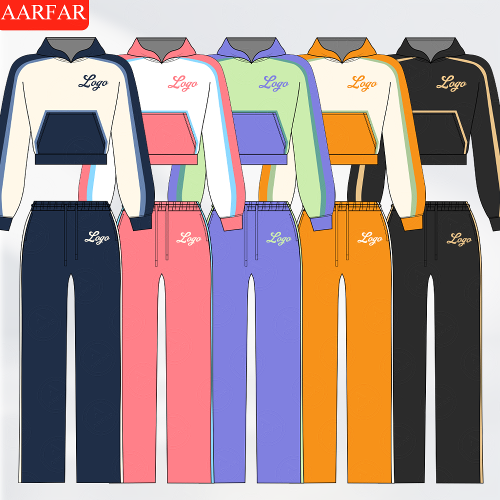 Streetwear High Quality Women Tracksuit Set Custom Mid Waist Plain Color Match Raglan Sleeves Woman Hoodie Sportswear SetsStreetwear High Quality Women Tracksuit Set Custom Mid Waist Plain Color Match Raglan Sleeves Woman Hoodie Sportswear Sets