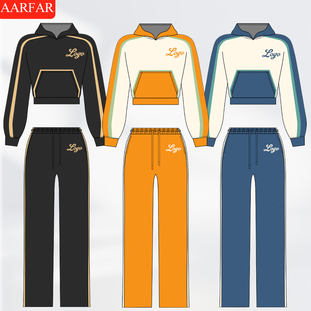 Streetwear High Quality Women Tracksuit Set Custom Mid Waist Plain Color Match Raglan Sleeves Woman Hoodie Sportswear SetsStreetwear High Quality Women Tracksuit Set Custom Mid Waist Plain Color Match Raglan Sleeves Woman Hoodie Sportswear Sets
