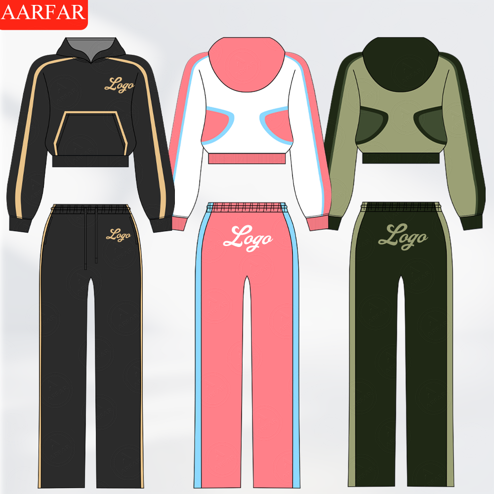 Streetwear High Quality Women Tracksuit Set Custom Mid Waist Plain Color Match Raglan Sleeves Woman Hoodie Sportswear SetsStreetwear High Quality Women Tracksuit Set Custom Mid Waist Plain Color Match Raglan Sleeves Woman Hoodie Sportswear Sets