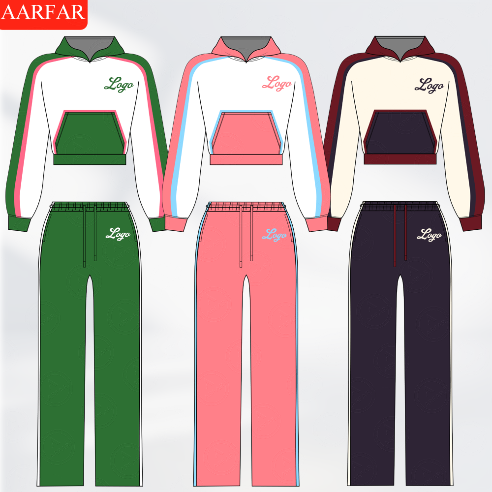 Streetwear High Quality Women Tracksuit Set Custom Mid Waist Plain Color Match Raglan Sleeves Woman Hoodie Sportswear SetsStreetwear High Quality Women Tracksuit Set Custom Mid Waist Plain Color Match Raglan Sleeves Woman Hoodie Sportswear Sets