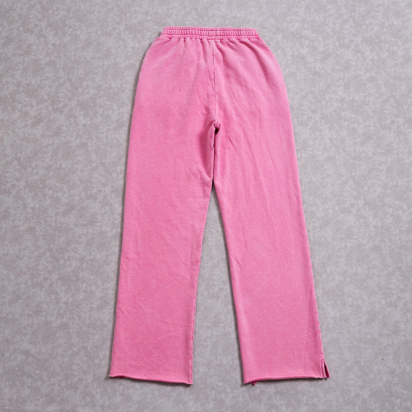 100% Cotton Split Hem Women Acid Washed Pink Pants