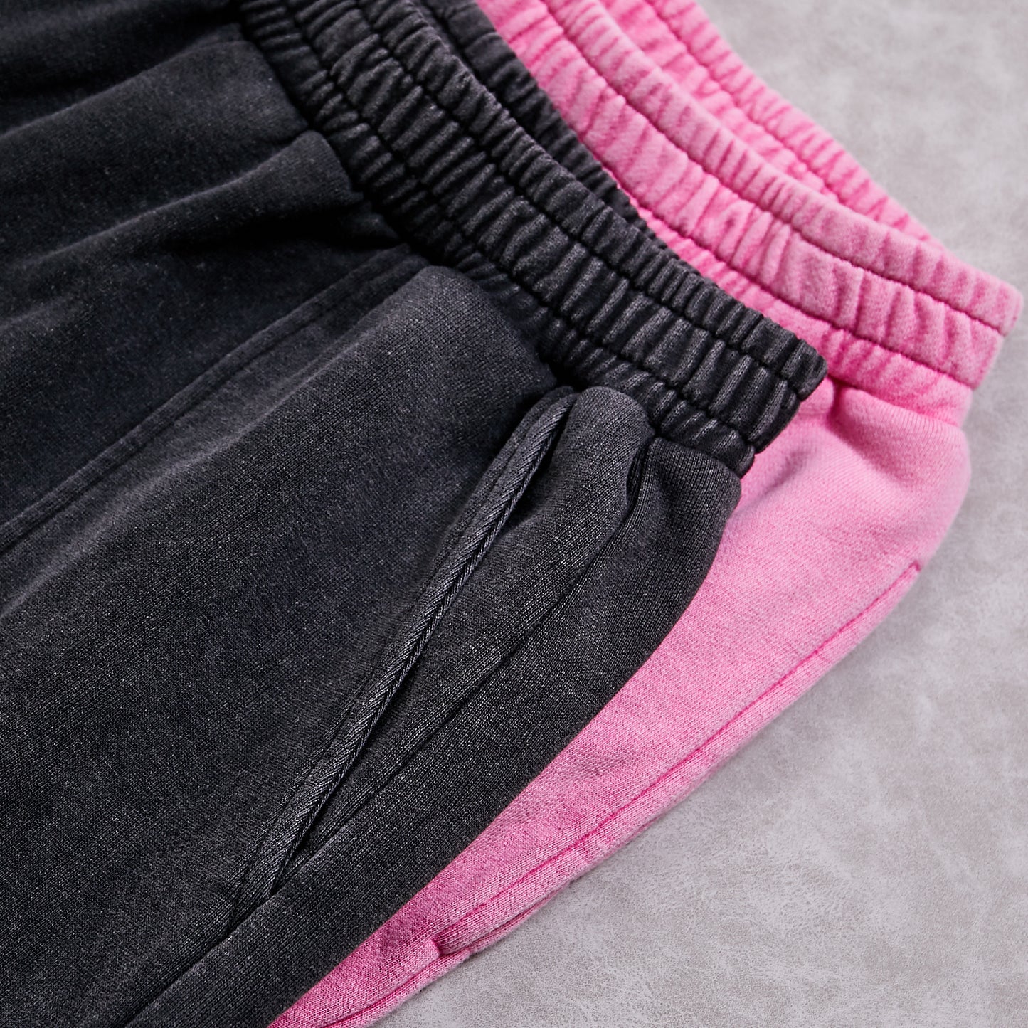 100% Cotton Wide Leg Women Acid Washed Pink Pants