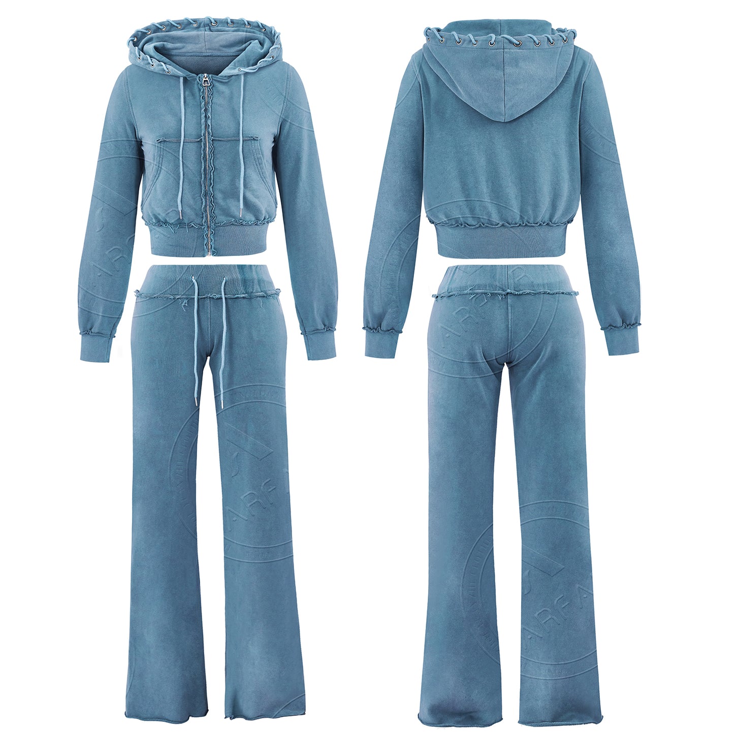 womens acid wished two piece hoodie sets pants sets