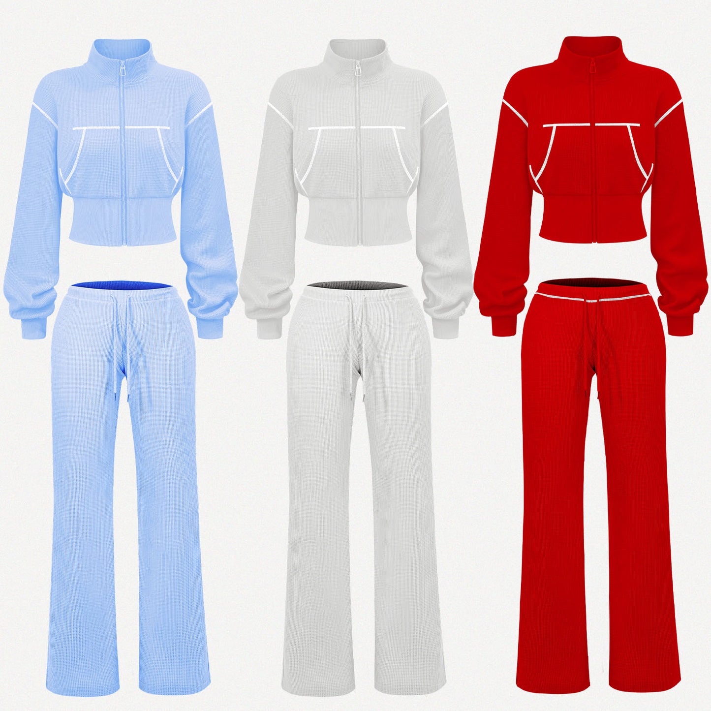 Custom Waffle Knit Girls Two Piece Set Summer 2025 Basic Zip up Jacket Embroidery Hoodie and Shorts Set Loungewear Women Sets