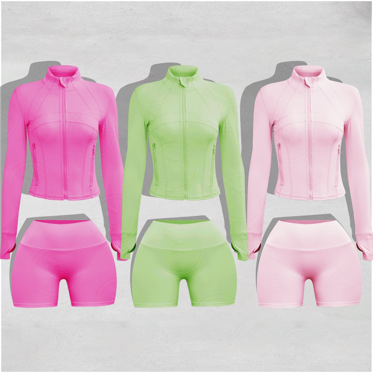 Yoga Zipper Jacket Custom Rhinestone logo Women Set Wholesale Nylon Candy Color Tracksuit Two Piece Lounge Set Women Clothing