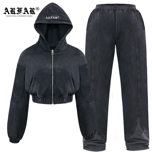 100% Cotton Pink Straight Leg Sweatpants Hoodie Set Women