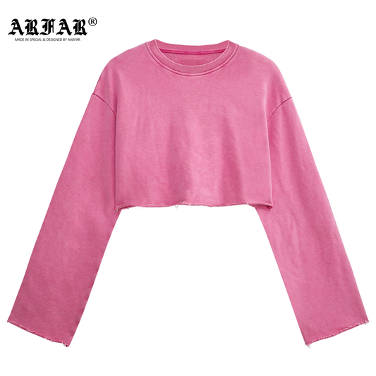100% Cotton Short Long Sleeved Crop Top