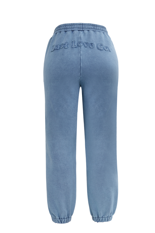 100% Cotton Acid Washed Blue Jogger Pants