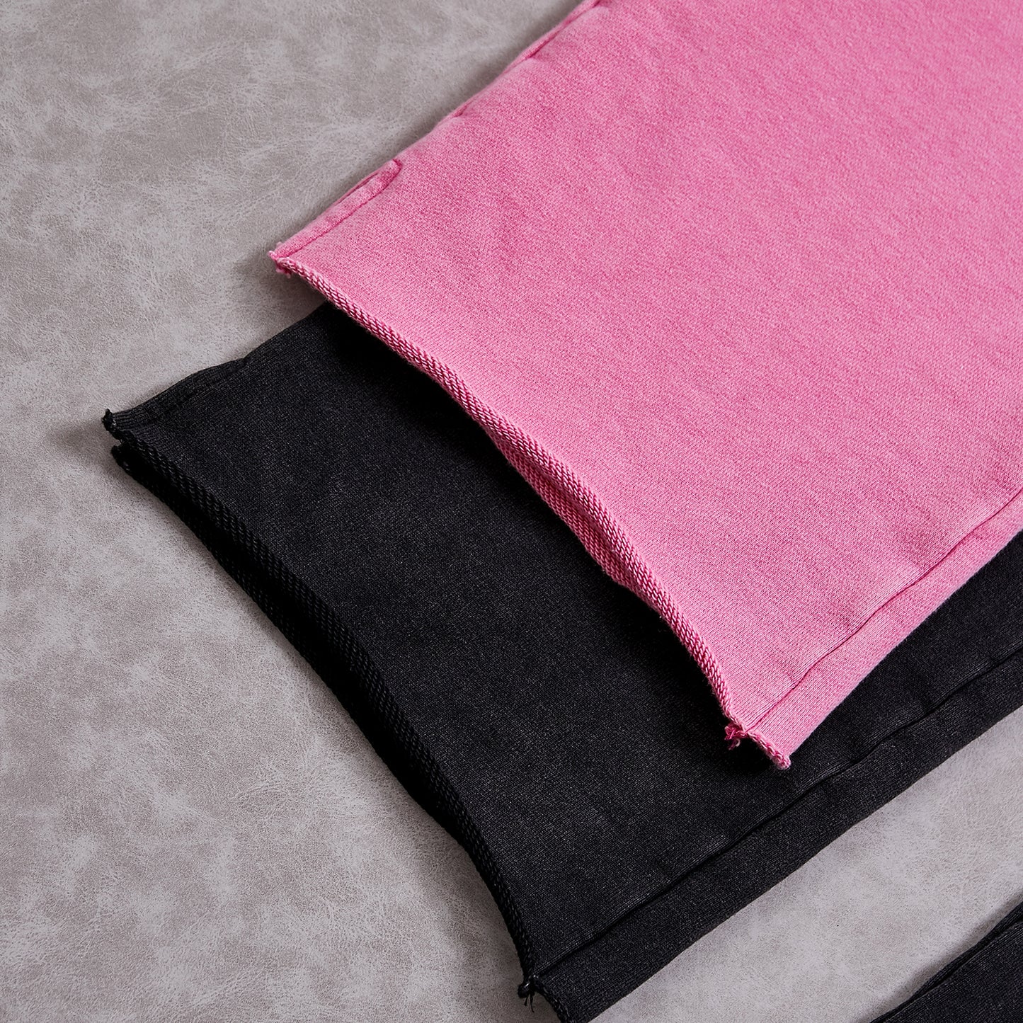 100% Cotton Split Hem Women Acid Washed Pink Pants