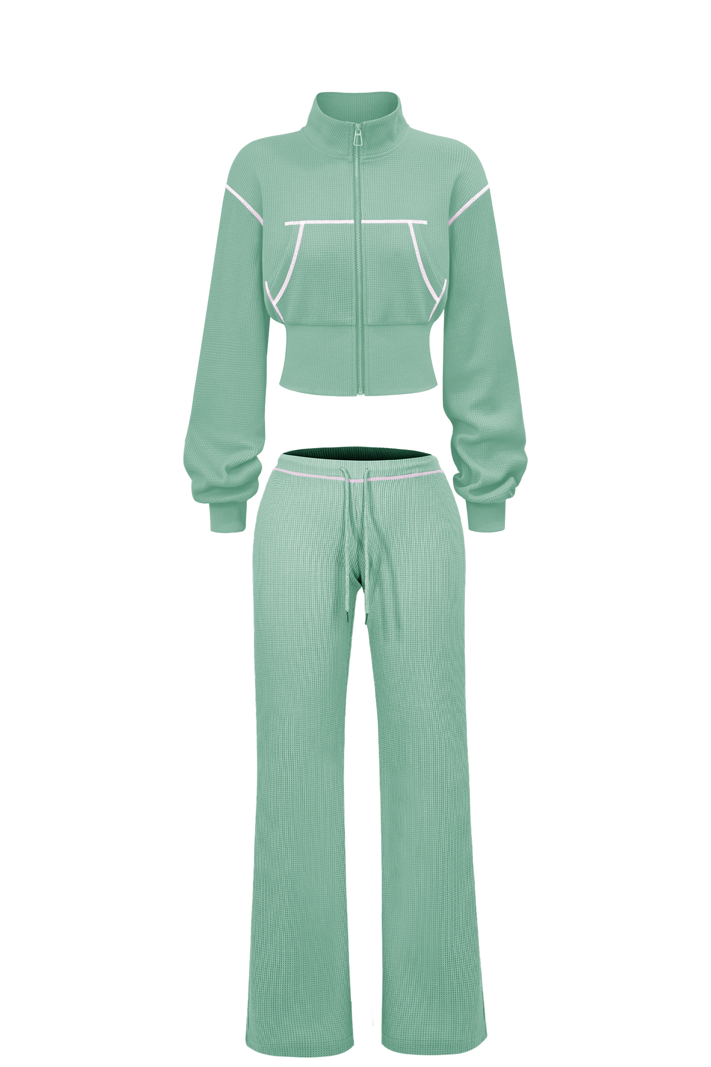 Custom Waffle Knit Girls Two Piece Set Summer 2025 Basic Zip up Jacket Embroidery Hoodie and Shorts Set Loungewear Women Sets